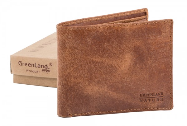 ORIG Greenland señores búfalos cuero monedero Cartera cognac marrón nuevo embalaje original
